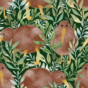kiwi bird , kiwiana, kiwi, bird, animal, watercolor, watercolor kiwi, botanical, ashleigh fish, cute, new zealand, native bird, endangered bird, endangered animal