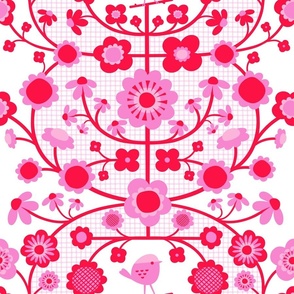 Afternoon in Bloom Retro Floral Red