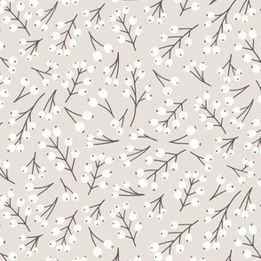 Woodland Berries || Mushrooms and Moths Collection || White Berries  on Grey by Sarah Price