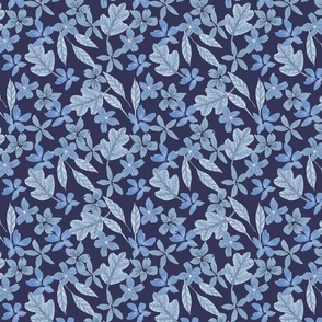 Blue and navy floral, halloween floral, watercolor floral, blue watercolor, fall floral, autumn floral, blue fall floral, oak leaf, pretty floral, kitchen, Ashleigh fish, navy