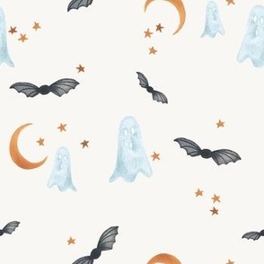 7 inch watercolor Halloween ghosts, bats, moon and Stars for kids and dog accessories