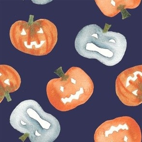 7" Halloween jack o lanterns for spooky season. fall watercolor pumpkins for clothings and accessories