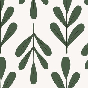 Winter Floral / medium scale / dark green beige wintery twig botanical pattern design with christmas vibes