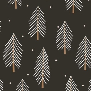 Winter Forest / big scale / charcoal wintery forest pattern design dark 