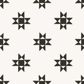 Paper Star / medium scale / charcoal beige wintery geo shapes pattern