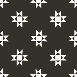Paper Star / medium scale / beige charcoal wintery geo shapes pattern