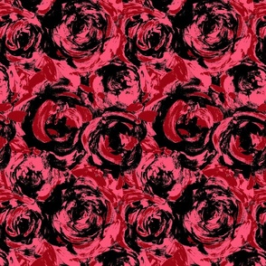 Red roses painted style abstract rose flowers