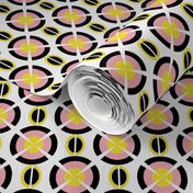 Yellow and pink retro circles geometric