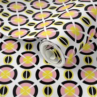 Yellow and pink retro circles geometric