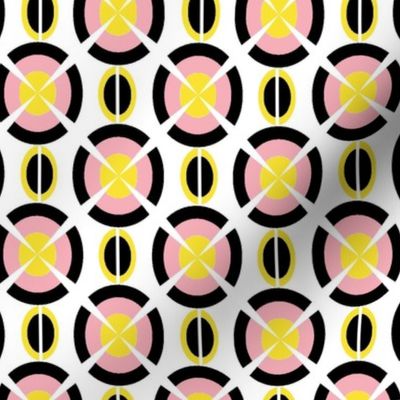 Yellow and pink retro circles geometric