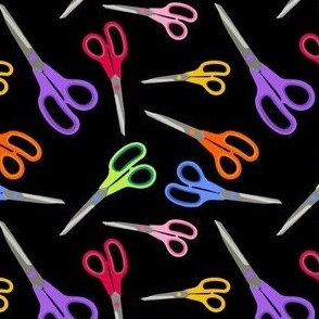 Rainbow scissors on black 