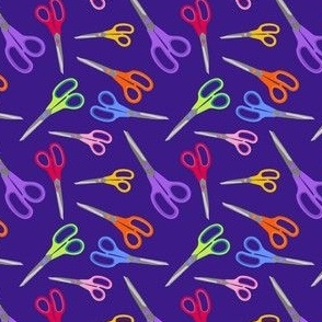 Rainbow scissors on indigo 