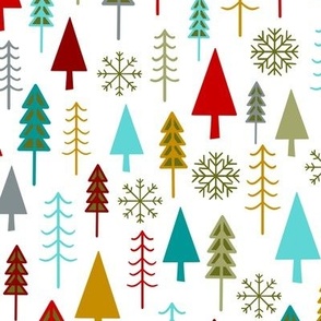 festive winter trees - large