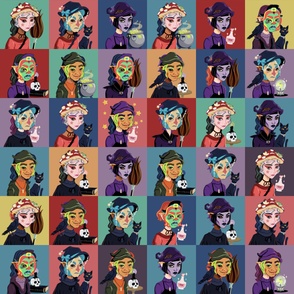 Witch Masks 10- inch squares