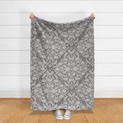 grey lace with a delicate floral pattern - large scale