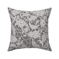 grey lace with a delicate floral pattern - large scale