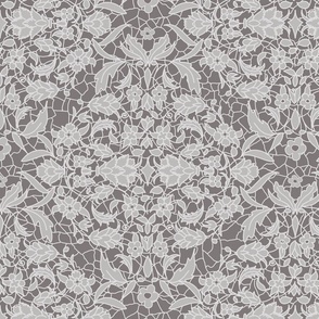 grey lace with a delicate floral pattern - medium scale