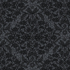 black lace with a delicate floral pattern - medium scale