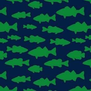 fish - multi fish - Kelly green on navy - LAD22