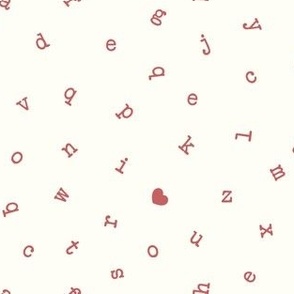 I ❤ U  - alphabet valentines toss - I love you - cream/muted red - C22