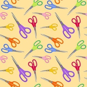 Rainbow scissors on yellow 