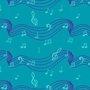 Musical notes on teal