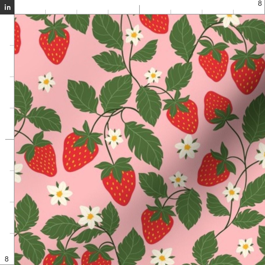 Orchard Fruits and Berries / Strawberry Fabric