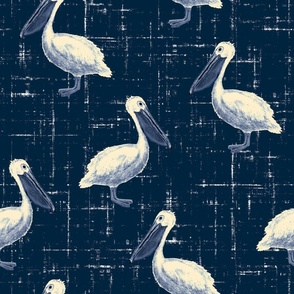 Navy blue watercolor pelicans