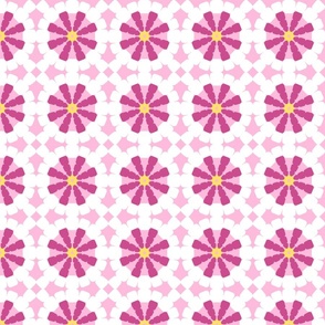 Magenta Crochet Daisies on Pink- Large