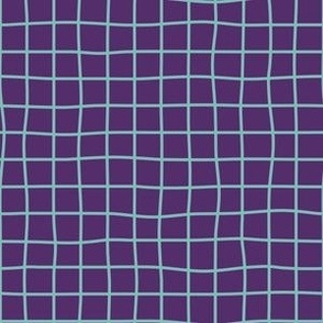 Whimsical medium seaglass Grid Lines on a dark purple background