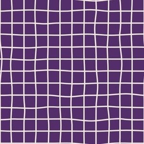 Whimsical White Cement Grid Lines on a deep purple background