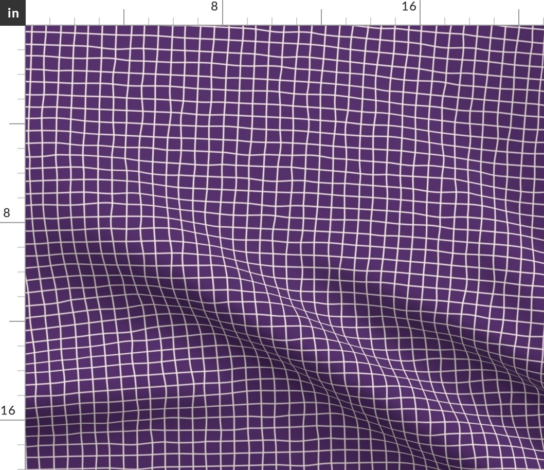 Whimsical White Cement Grid Lines on a deep purple background