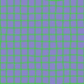 Whimsical lime green Grid Lines on a medium purple background