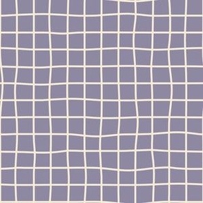 Whimsical deep cream Grid Lines on a gray purple background
