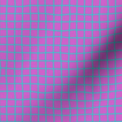 Whimsical cyan blue Grid Lines on a magenta background