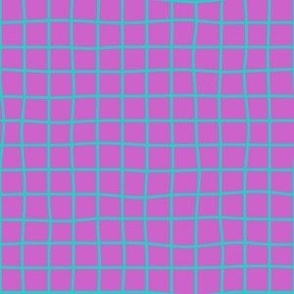 Whimsical cyan blue Grid Lines on a magenta background
