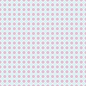 Pink and White Granny Square Flowers on Sky Blue- Small