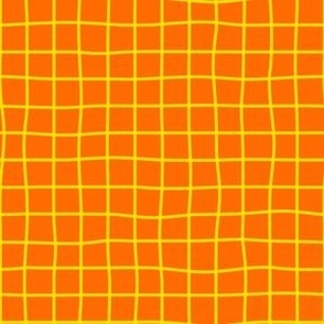 Whimsical yellow Grid Lines on a summer orange background