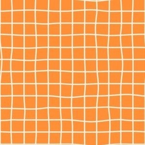 Whimsical Deep Cream Grid Lines on a Soft Retro Orange