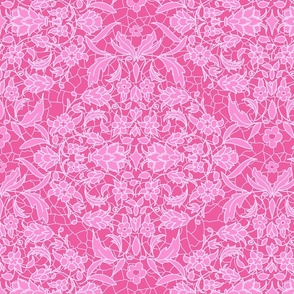 hot pink lace with a delicate floral pattern - medium scale