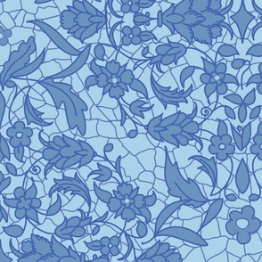 blue lace with a delicate floral pattern - large scale