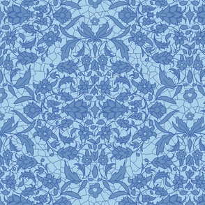 blue lace with a delicate floral pattern - medium scale