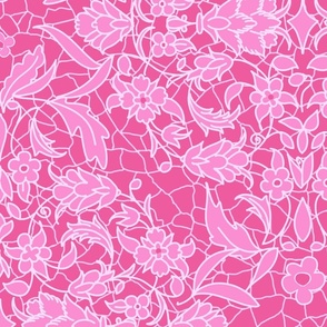 hot pink lace with a delicate floral pattern - large scale