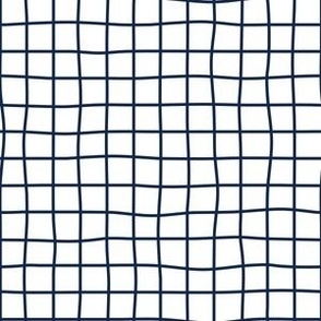 Whimsical navy blue Grid Lines on a white (unprinted) background