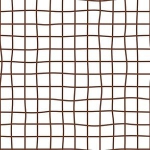 Whimsical dark brown Grid Lines on a white (unprinted)  background