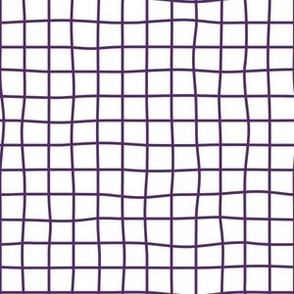 Whimsical dark purple Grid Lines on a white (unprinted) background