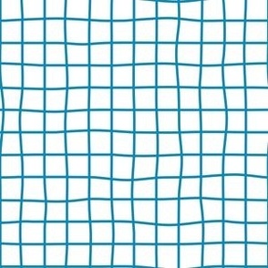 Whimsical medium blue Grid Lines on a white (unprinted) background