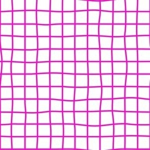 Whimsical fuchsia pink Grid Lines on a white (unprinted) background
