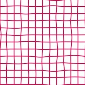 Whimsical light red Grid Lines on a white (unprinted) background