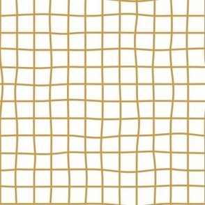 Whimsical caramel gold Grid Lines on a white (unprinted) background